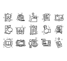Set of documents thin line icons. 