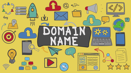 Domain Name, Yellow Illustration Graphic Technology Concept