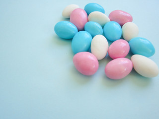 candies on blue background