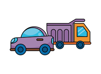car and dump truck child toy flat style icon