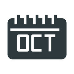 Calendar october black icon on white background