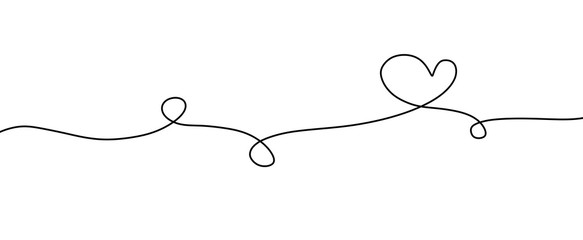 Heart. Abstract love symbol. Continuous line art drawing illustration. Valentines day background banner.	