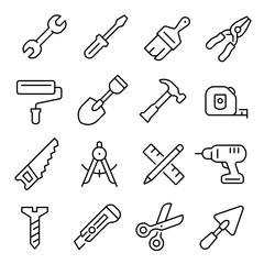 Work tool line art icon, industrial instrument