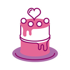 birthday cake, half line and color style icon