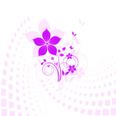 abstract background with flowers and butterflies