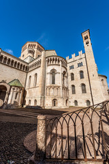 Fototapeta premium Trento city, San Vigilio Cathedral (Duomo di Trento, 1212-1321) and the Praetorian Palace (Palazzo Pretorio or Vescolile). Trentino-Alto Adige, Italy, Europe