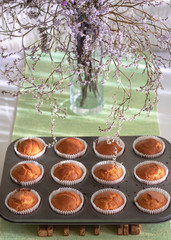 Corn muffins bread on the table. Home made corn bread. 