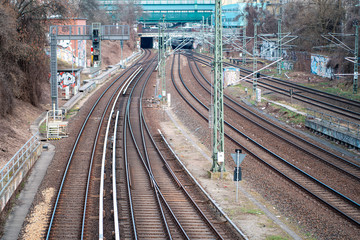 railroad with train in Berlin, Germany