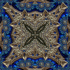 3d effect - abstact silver blue fantasy pattern