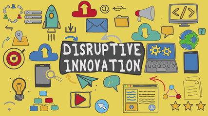 Obraz premium Disruptive Innovation, Yellow Illustration Graphic Technology Concept