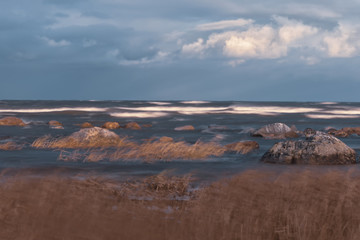weather on a Baltic sea in autumn - waves, wind and storm