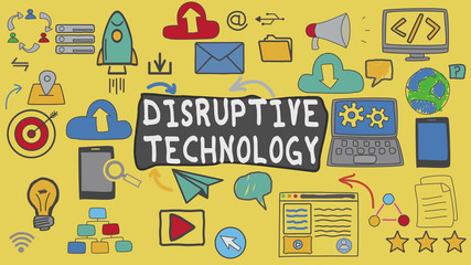 Disruptive Technology, Yellow Illustration Graphic Technology Concept