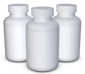 Realistic 3D Bottle Mock Up Template on White Background.3D Rendering 