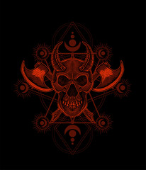 vector illustration Scary demon skull good for T-shirt.