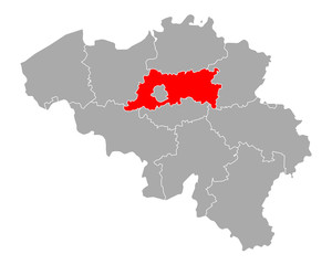 Fototapeta premium Karte von Flämisch-Brabant in Belgien