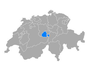 Karte von Obwalden in Schweiz
