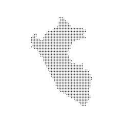 Obraz premium Map polka dot dotted pixel particle of Peru isolated on white background . Travel vector illustration