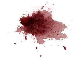 Fototapeta premium Abstract isolated dark red watercolor stain