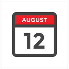 August 12 calendar icon with day of month