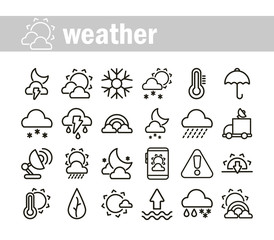 set of icons weather, line style icon
