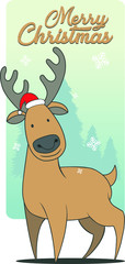  Christmas Santa Claus and Deer card