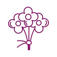 flowers with leafs, line style icon