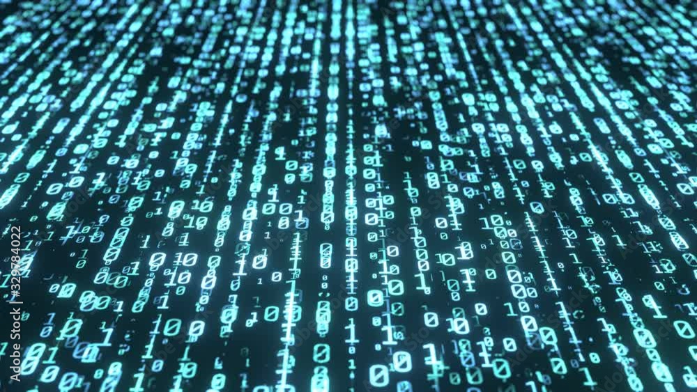 Poster binary wave animation. perfect cg seamless loop. concept for big data, deep machine learning, artifi