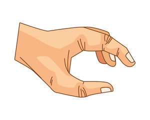 Hand touching something cartoon isolated