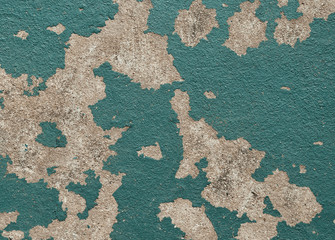 Background of cracked green color on cement wall