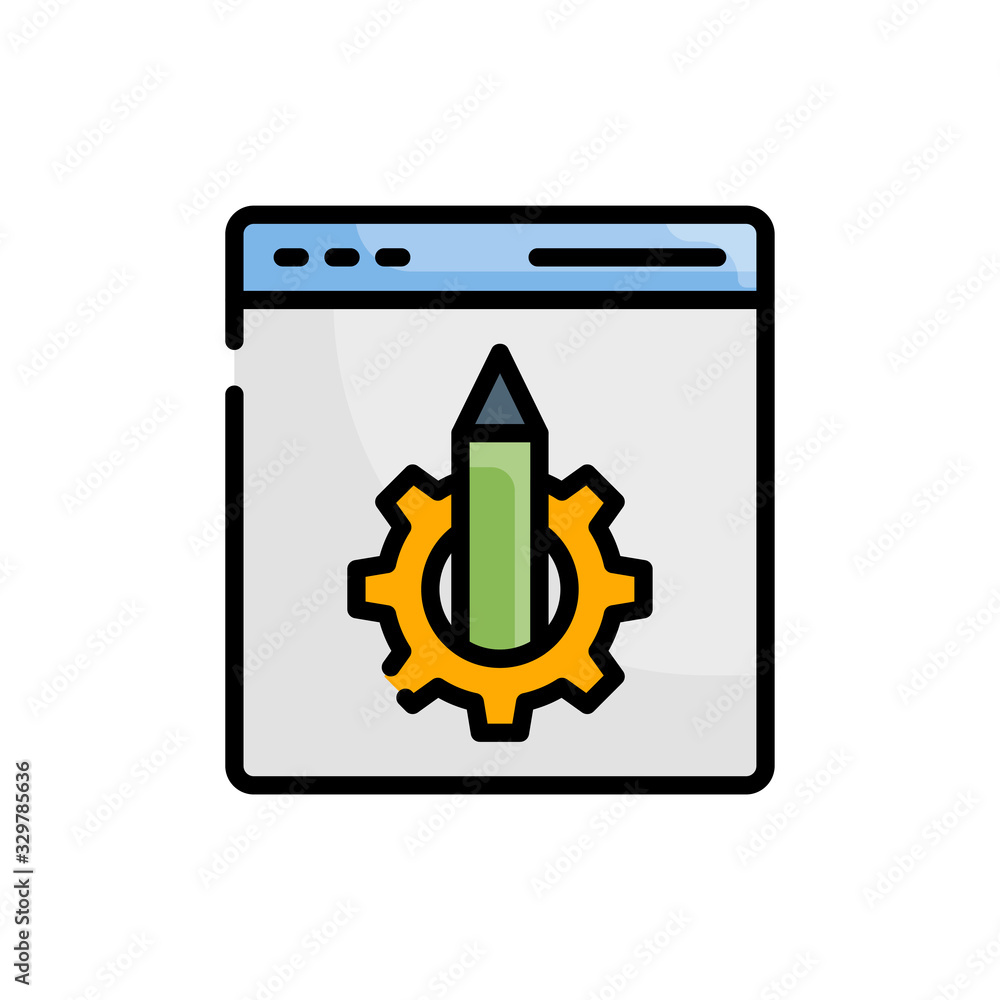 Poster content management icon vector illustration outline filled design and development style icon