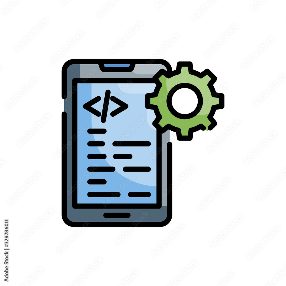 Poster app development icon vector illustration outline filled design and development style icon