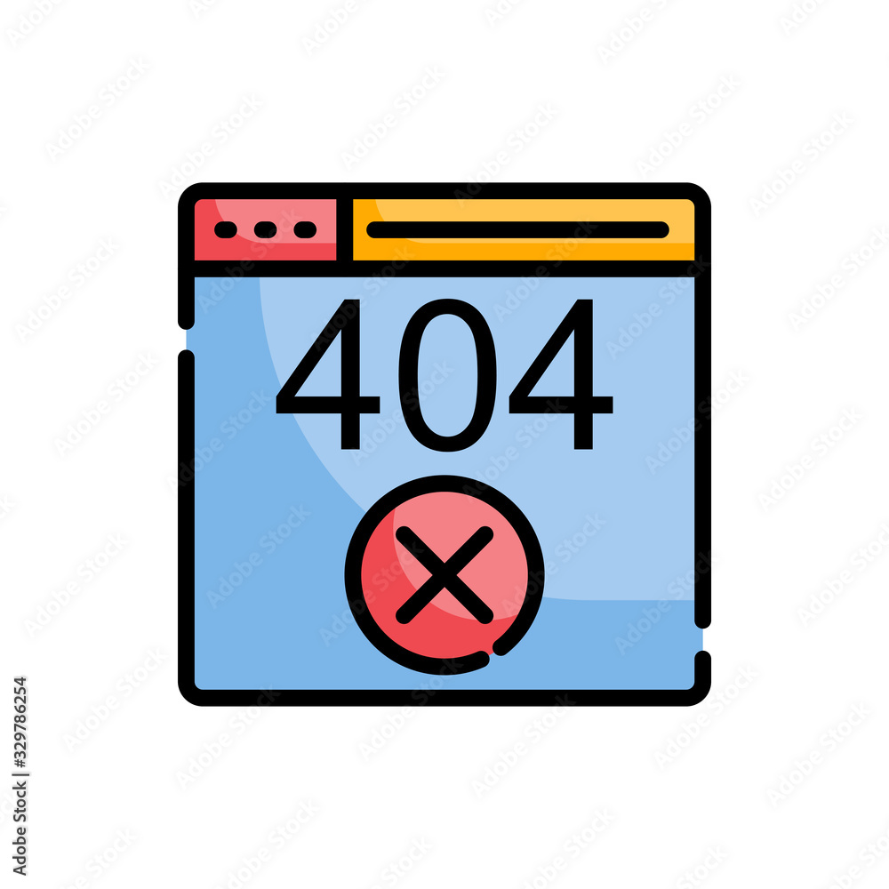 Poster error page icon vector illustration outline filled design and development style icon