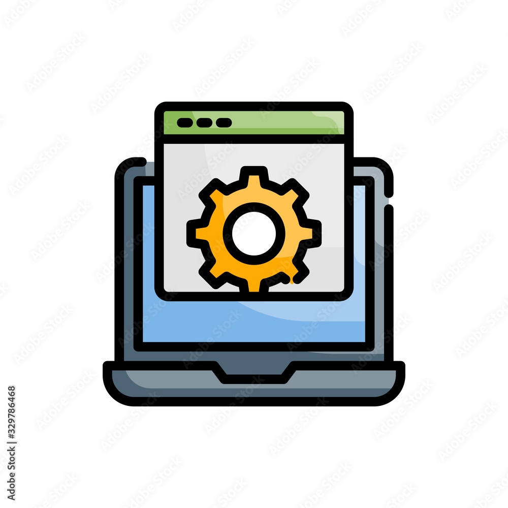 Poster web setting icon vector illustration outline filled design and development style icon
