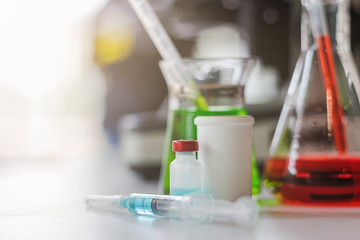 The medical team wore a coronavirus protective suit and rubber gloves to examine the coronavirus covid-19 and research for a vaccine to prevent coronavirus covid-19 to stop the epidemic.