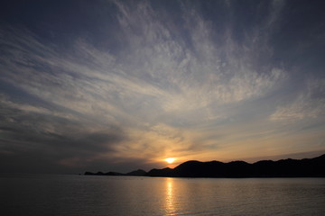Obraz premium 愛媛県須ノ川 夕日