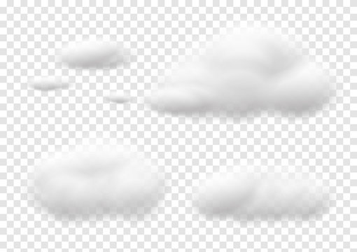 Realistic white cloud vectors isolated on transparency background, Fluffy cubes like white cotton wool ep28