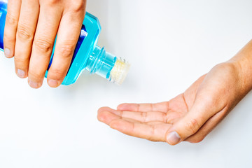 Use alcohol for disinfection to viruses. Put alcohol to clean hands.