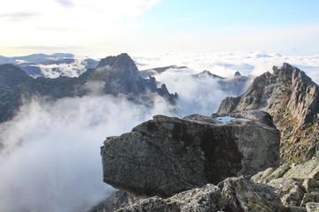 View from mountain bird pass, western sayans, ergaki