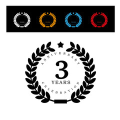 3Years anniversary Golden badge logo. Vector illustration for your emblem design