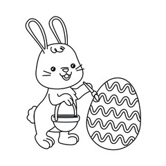 cute little rabbit painting egg easter character