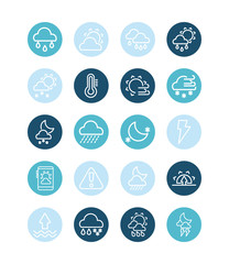 set of icons weather, block and flat style icon