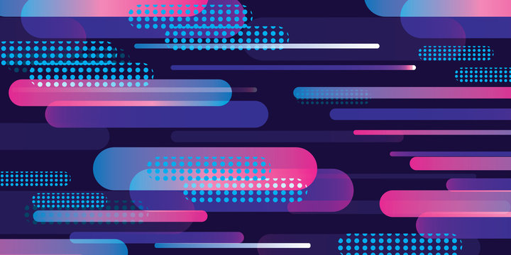 Abstract motion dynamic composition made of various colored rounded shapes lines in diagonal rhythm minimal style.