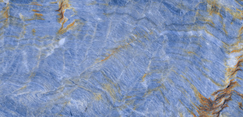Luxurious blue agate marble texture with brown veins, polished marble quartz stone background striped by nature with a unique patterning, it can be used for interior home décor tile and ceramic tile.
