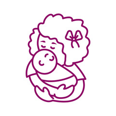 mother with baby, line style icon