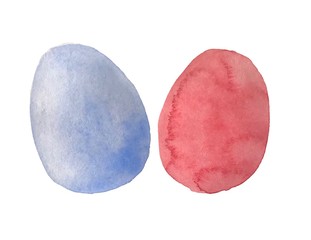 set of watercolor easter eggs isolated on white background