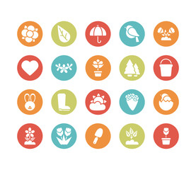set of spring icons , block and flat style icon