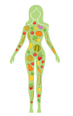 Body Girl Healthy Diet Illustration