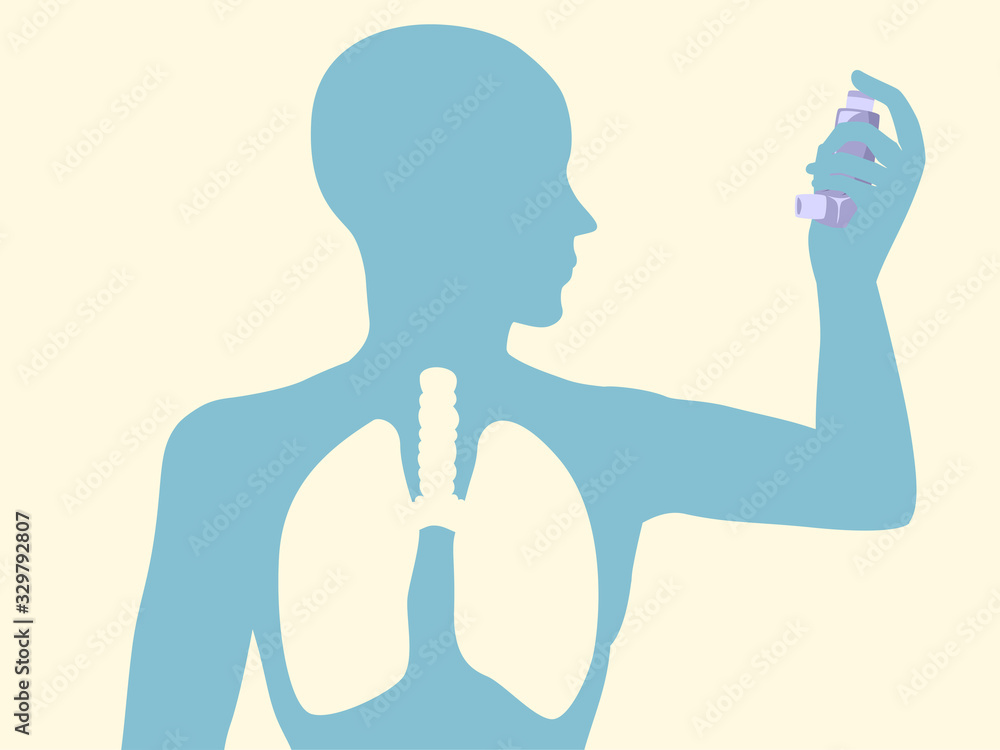 Poster Silhouette Man Lungs Inhaler Illustration