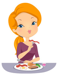 Girl Eat Low Carbohydrate Fad Diet Illustration