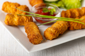 closeup of croquettes on a plate